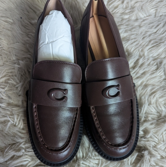 NWT Coach Leah Platform Lug Loafer in Maple Leather Brown - Picture 7 of 16